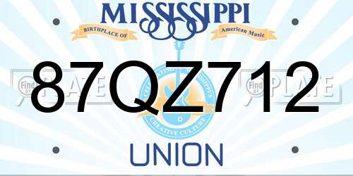 87QZ712 Mississippi License Plate