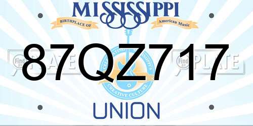87QZ717 Mississippi License Plate