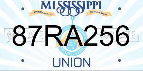87RA256 Mississippi License Plate