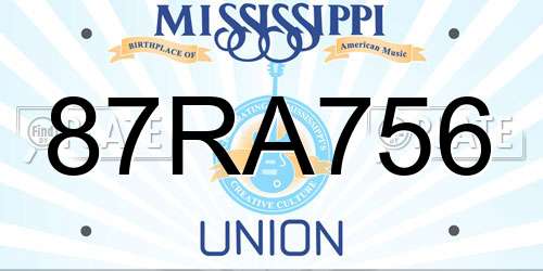 87RA756 Mississippi License Plate
