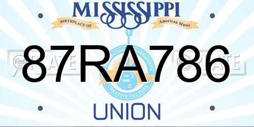87RA786 Mississippi License Plate