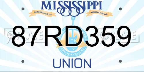 87RD359 Mississippi License Plate