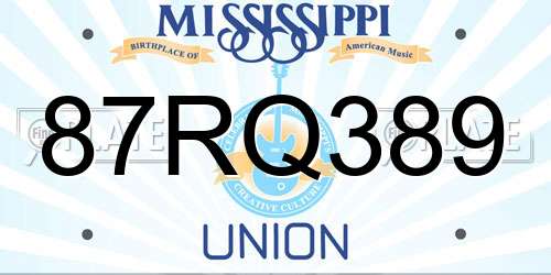 87RQ389 Mississippi License Plate