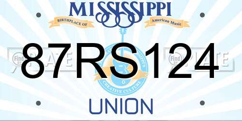 87RS124 Mississippi License Plate
