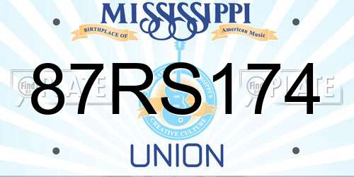 87RS174 Mississippi License Plate
