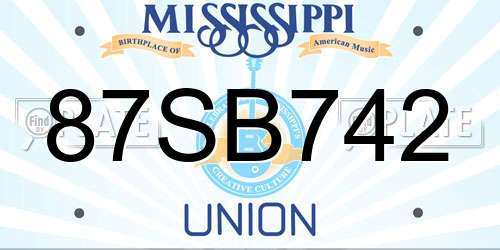 87SB742 Mississippi License Plate
