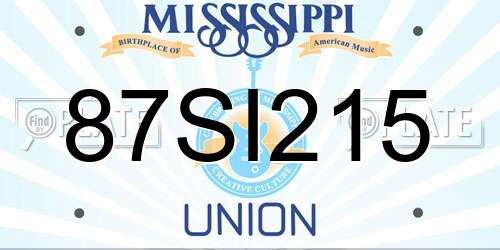 87SI215 Mississippi License Plate