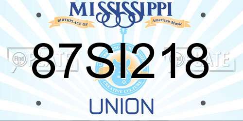 87SI218 Mississippi License Plate