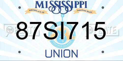 87SI715 Mississippi License Plate