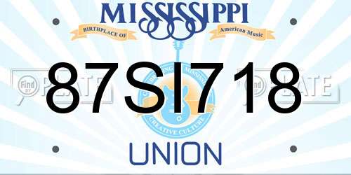 87SI718 Mississippi License Plate