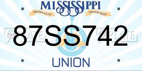 87SS742 Mississippi License Plate