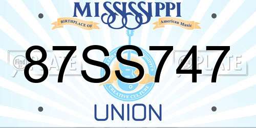 87SS747 Mississippi License Plate