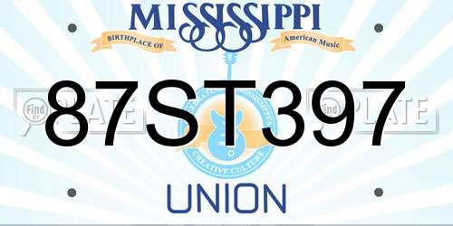 87ST397 Mississippi License Plate