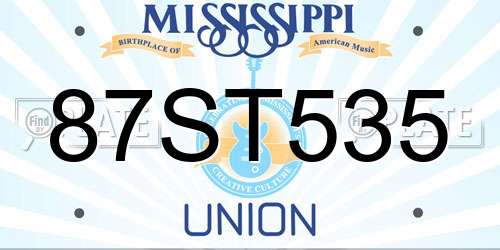 87ST535 Mississippi License Plate