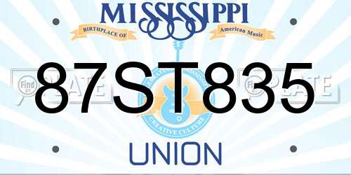 87ST835 Mississippi License Plate