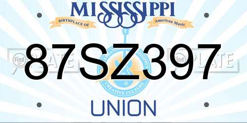 87SZ397 Mississippi License Plate