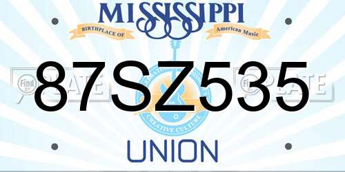 87SZ535 Mississippi License Plate