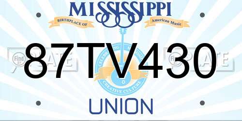 87TV430 Mississippi License Plate