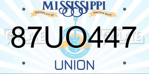 87UO447 Mississippi License Plate