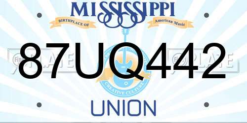 87UQ442 Mississippi License Plate