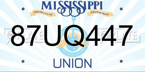 87UQ447 Mississippi License Plate