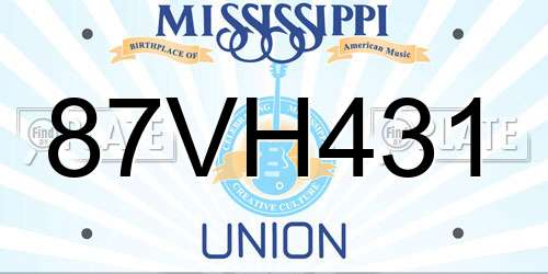 87VH431 Mississippi License Plate