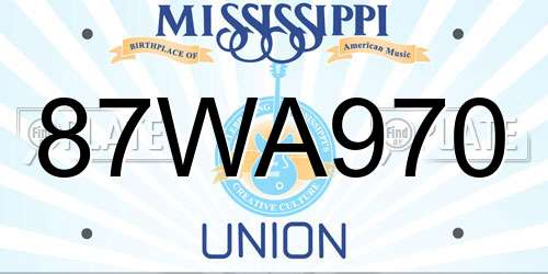 87WA970 Mississippi License Plate