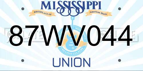 87WV044 Mississippi License Plate