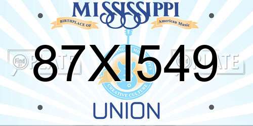 87XI549 Mississippi License Plate