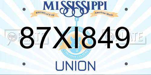 87XI849 Mississippi License Plate