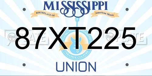 87XT225 Mississippi License Plate