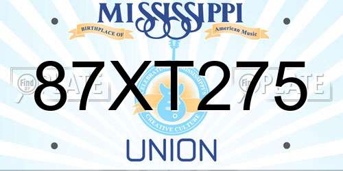 87XT275 Mississippi License Plate