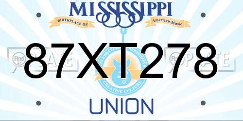 87XT278 Mississippi License Plate