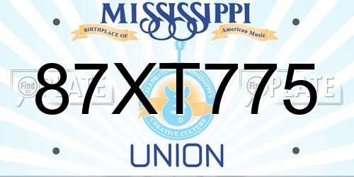 87XT775 Mississippi License Plate
