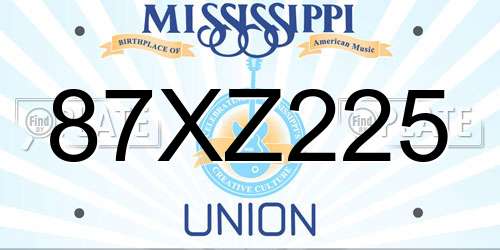 87XZ225 Mississippi License Plate