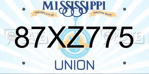 87XZ775 Mississippi License Plate