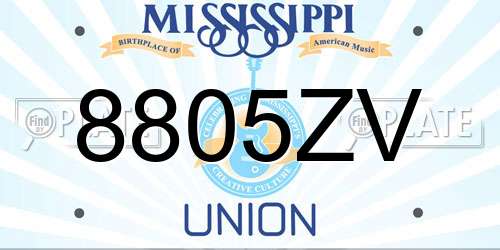 8805ZV Mississippi License Plate