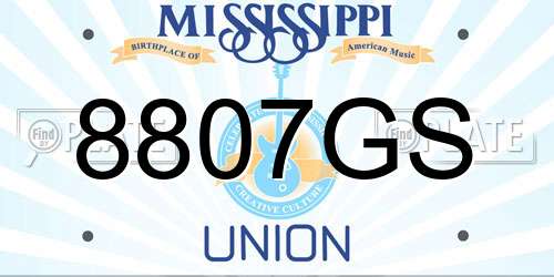 8807GS Mississippi License Plate