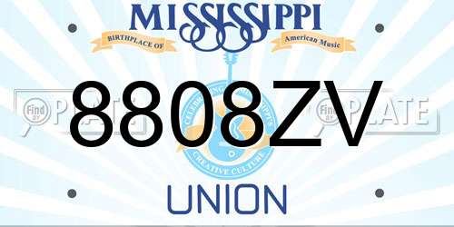 8808ZV Mississippi License Plate