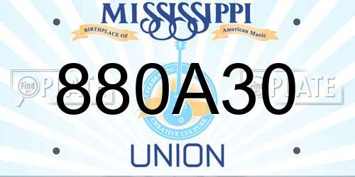 880A30 Mississippi License Plate