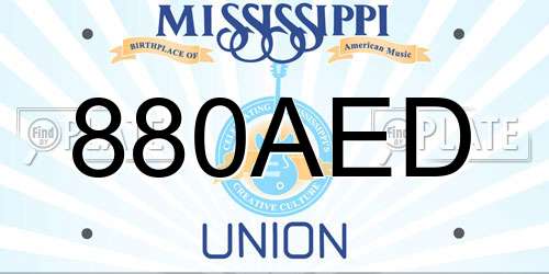 880AED Mississippi License Plate