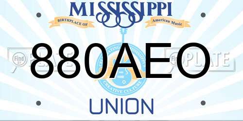 880AEO Mississippi License Plate