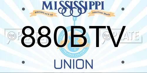880BTV Mississippi License Plate