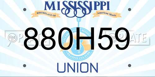 880H59 Mississippi License Plate
