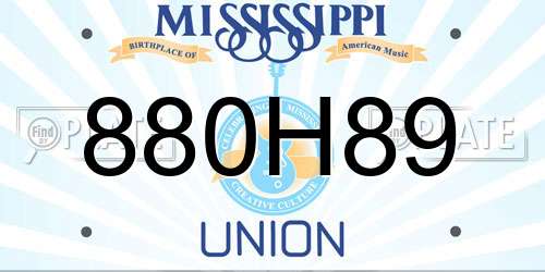 880H89 Mississippi License Plate