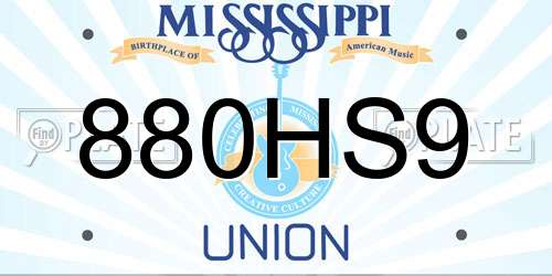 880HS9 Mississippi License Plate
