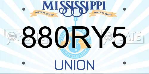 880RY5 Mississippi License Plate