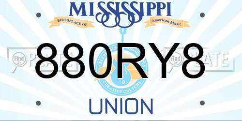 880RY8 Mississippi License Plate