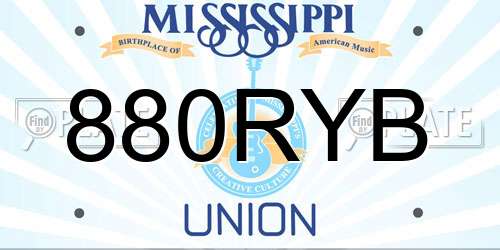 880RYB Mississippi License Plate