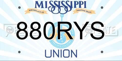 880RYS Mississippi License Plate